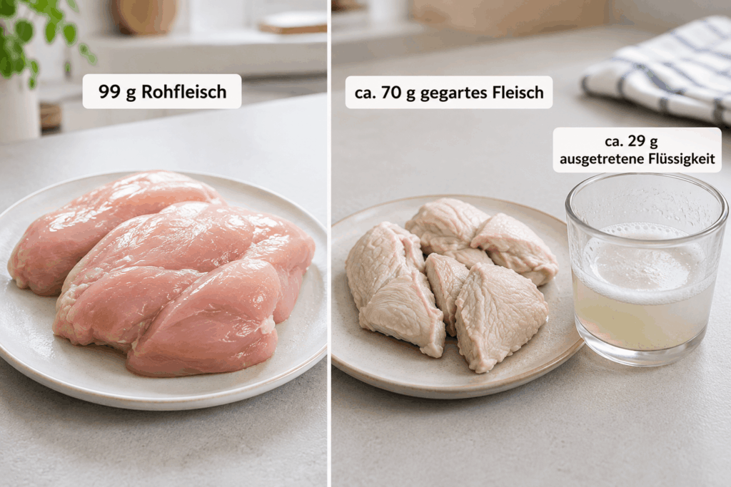 Hoher Fleischanteil im Katzenfutter und Hundefutter, was beim Garen mit dem Fleisch passiert. 99 % Fleischanteil Mythos