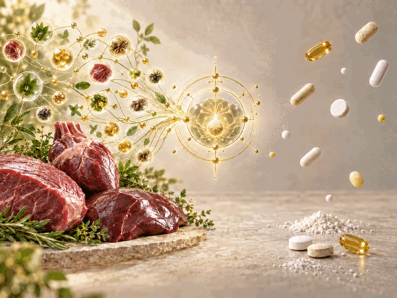 Natürliche Nährstoffe aus Fleisch und Organen gegenüber isolierten Vitaminen und Mineralstoffen