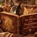 Trockenfutter: Das gefährliche Märchen um die Zahngesundheit bei Hunden und Katzen Hund und Katze mit Märchenbuch über Trockenfutter und Zahngesundheit