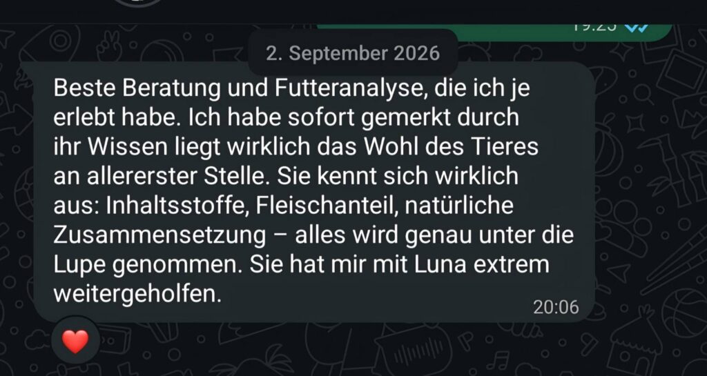 Screenshot von einer Bewertung aus WhatsApp